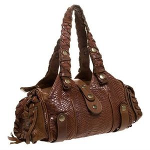 Chloe Silverado Leather Python Look Shoulder Handbag in Brown